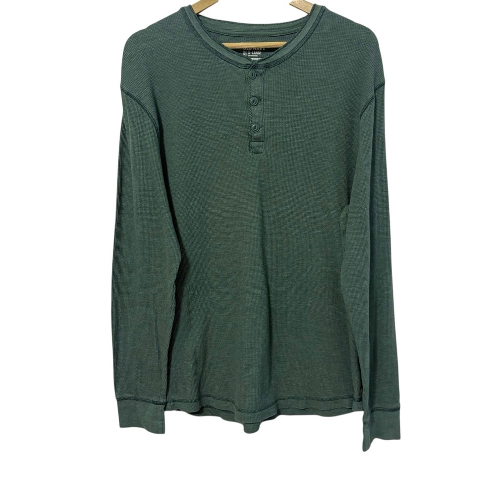 Dexter Morgan Kill Shirt Thermal Henley Olive Green Men's XL Old Navy Y2K